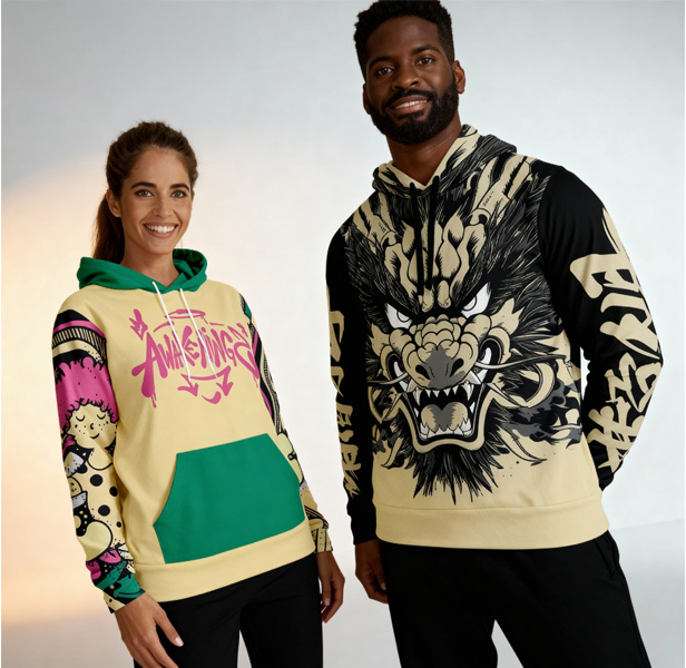 Athletic Hoodie With Allover Print