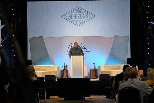ASB Executive Vice President Justin Zavadil speaks at the conference