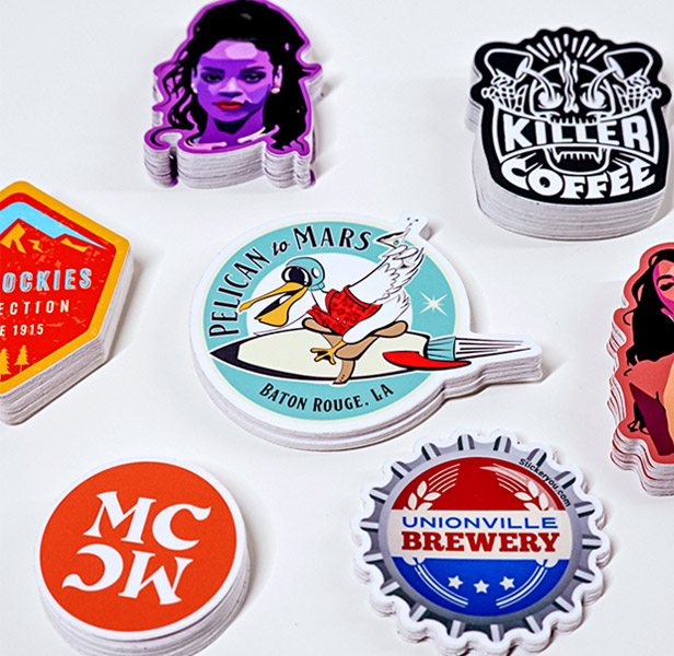 various colors and shapes of die-cut stickers