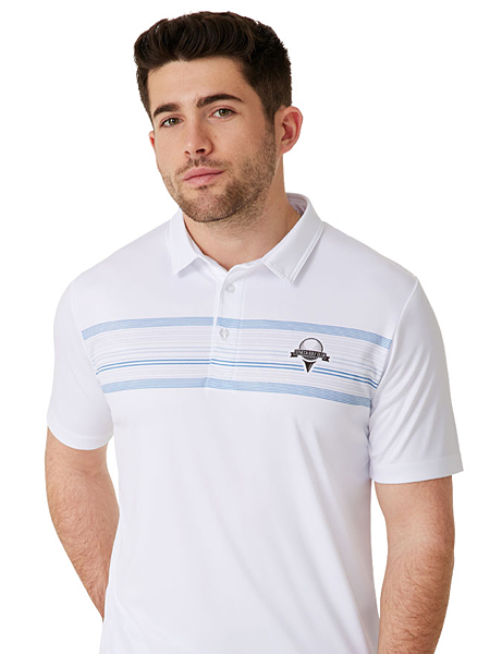 man in white polo shirt