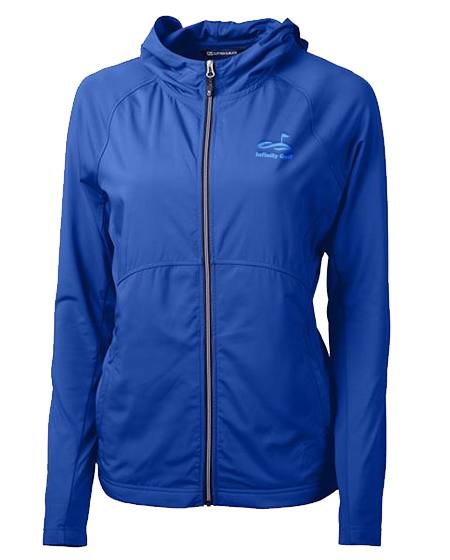 blue zip-up jacket