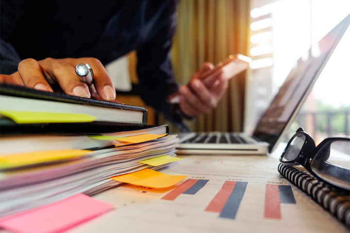 businessman's hand working on laptop