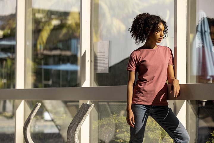 Young woman in casual clothing
