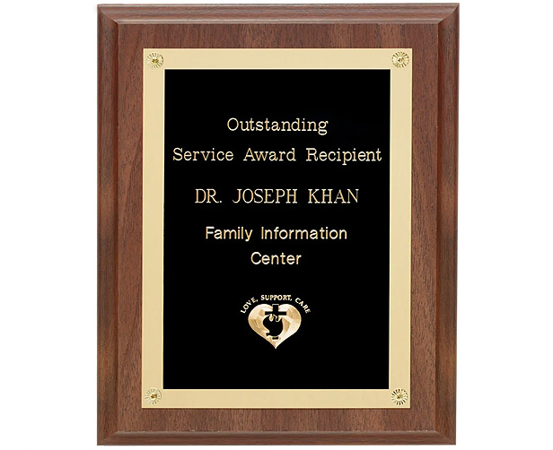 made-in-USA walnut-finish wall plaque