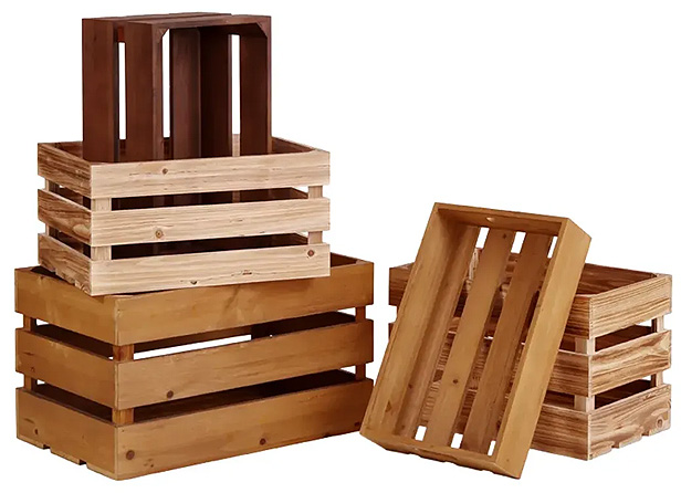 Solid Wood Slatted Display Crate