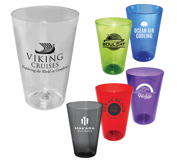 plastic pint glass, assorted colors