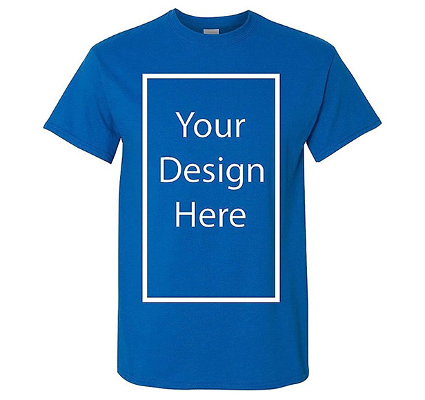 blue t-shirt with space for custom design