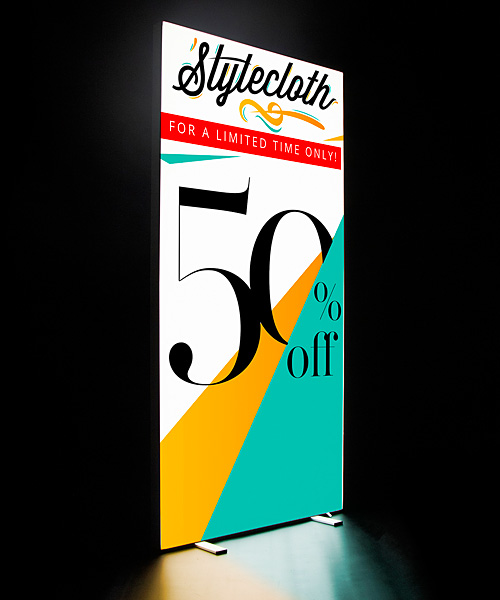 back-lit floor banner display