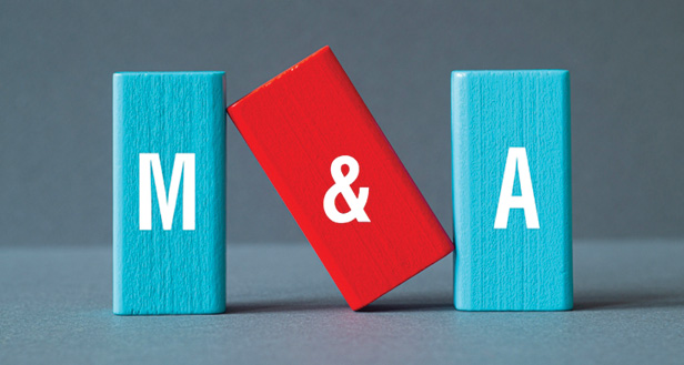 M&A on blue and red blocks